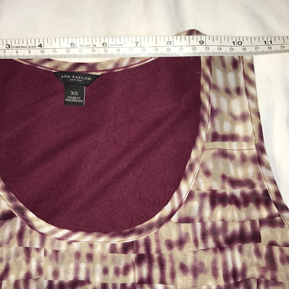 🌟ANN TAYLOR Maroon Ribbon Front Shell, XS - Picture 4 of 7